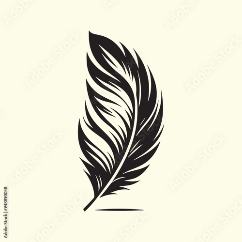 Editable Black Bird Feather Silhouette Design on Transparent Background