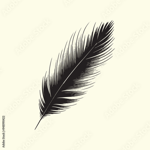 Editable Black Bird Feather Silhouette Design on Transparent Background