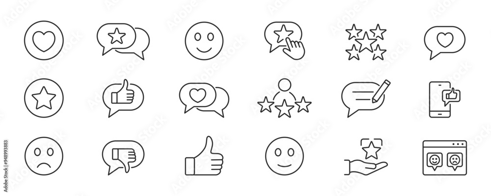Feedback line icons. Customer review, Rating, Satisfaction. Vector Feedback line icons. Customer review, Rating, Satisfaction. Vector