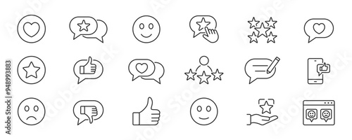 Feedback line icons. Customer review,  Rating, Satisfaction. Vector