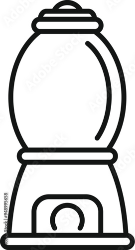Bubble gum machine with dispenser for sale icon, amusement park equipment thin line vector illustration
