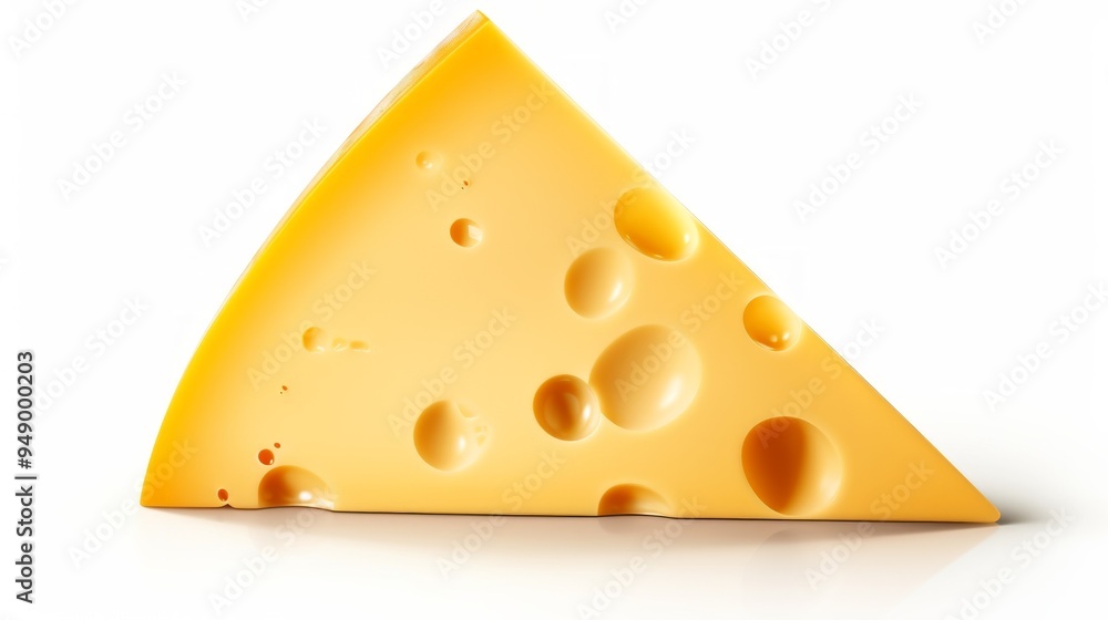 Emmental cheese triangle, Swiss cheese isolated on white background. Neural network ai generated art Emmental cheese triangle, Swiss cheese isolated on white background. Neural network ai generated art