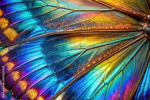 Close-up study of iridescent butterfly scales