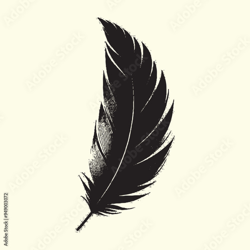 Editable Black Bird Feather Silhouette Design on Transparent Background