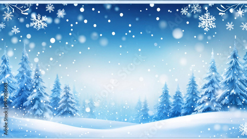 Wallpaper Mural Snowy Winter Banner with Magic Snowflakes and Fir Torontodigital.ca