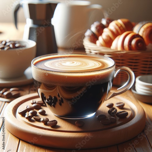 Steaming Cup of Coffee with Rich Aroma - Perfect Start to Your Day