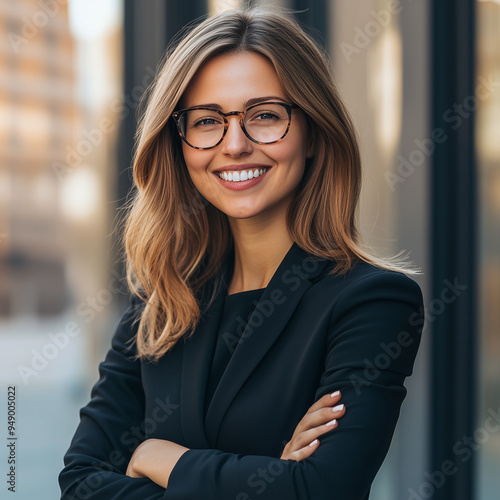 portrait of a smiling busin"Smiling CEO: The Power of Positive Leadership" "Capturing Confidence: The Art of a Smiling Executive Portrait" "The Impact of Smiling in Business: A CEO's Perspectiesswoman