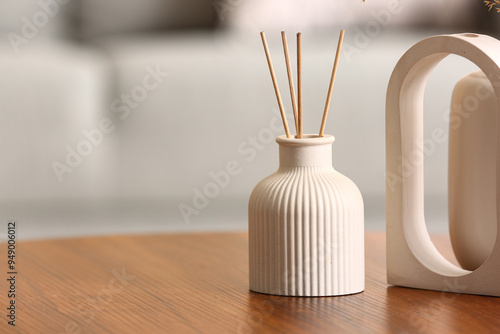 Bottle of reed diffuser on ...