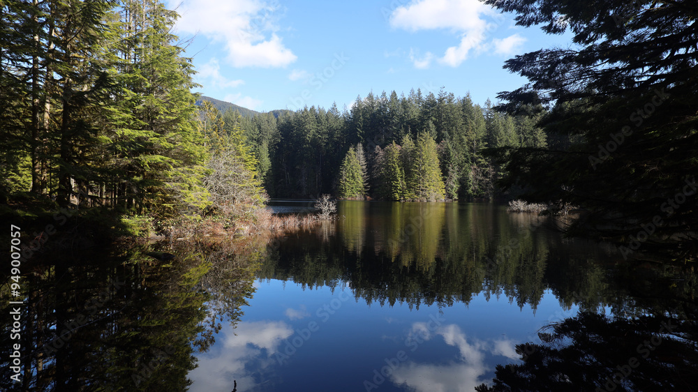 Mirror like lake in the mountain forest Mirror like lake in the mountain forest