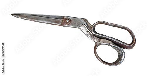 Old vintage rusty metal granny's scissors on a transparent isolated background png