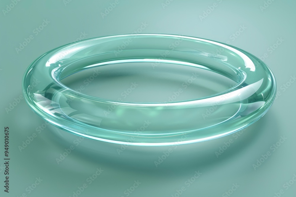 Abstract Glass Ring on Turquoise Background Abstract Glass Ring on Turquoise Background
