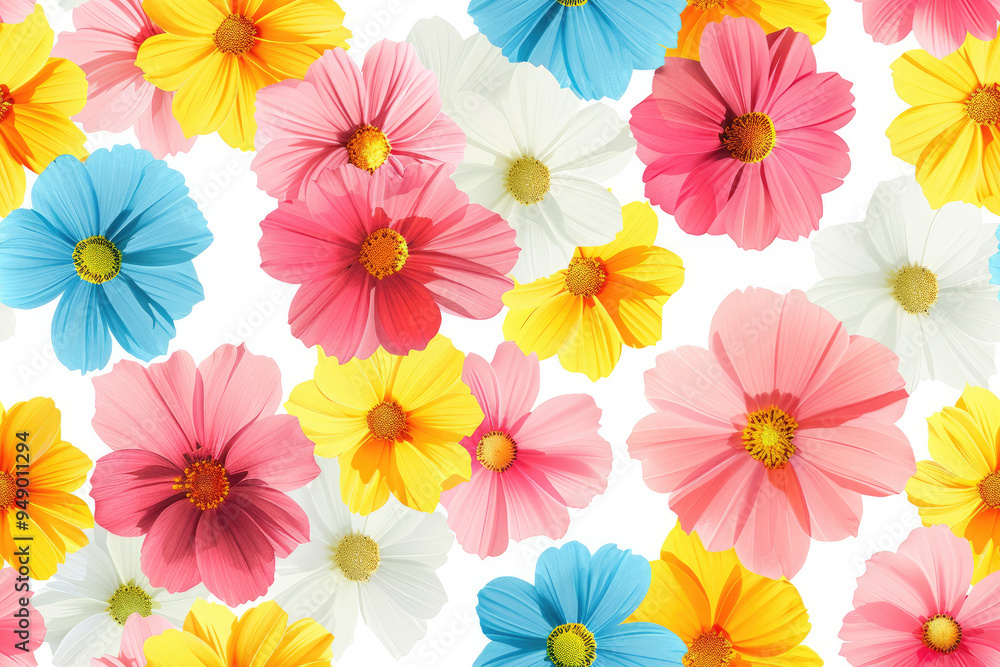 Fototapeta premium Bright summer pattern with beautiful flowers