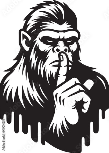 Gorilla Hand over Lips Stylized Vector Illustration