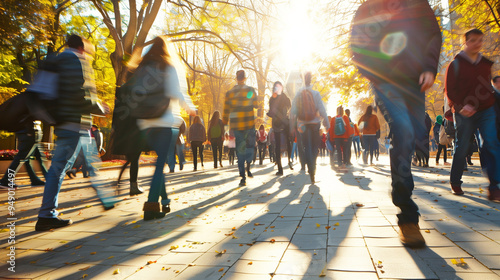 Wallpaper Mural blurry photo of a students outside, walking high school classmates to a university, fast motion, long exposure, action in the university, education system, wanting to learn Torontodigital.ca