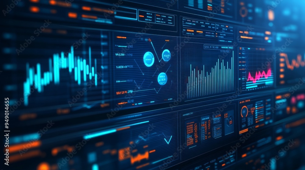 Entrepreneur utilizing financial report charts, KPIs, business analytics, and financial concepts Entrepreneur utilizing financial report charts, KPIs, business analytics, and financial concepts