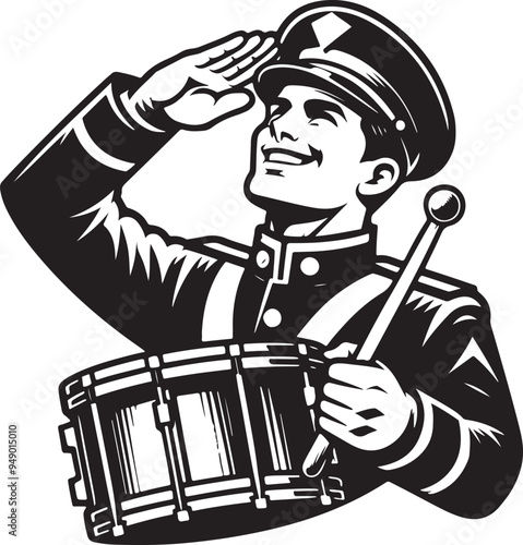 Saluting Drummer Stylized Vector Illustration