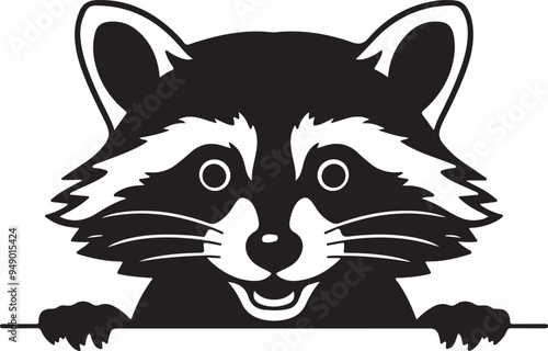 Racoon Peeking Stylized Vector Illustration