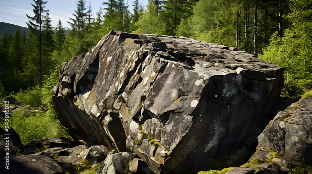 The Majestic Monument of Time: A Gargantuan Gneiss Boulder in Artful Focus The Majestic Monument of Time: A Gargantuan Gneiss Boulder in Artful Focus