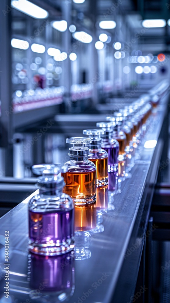 Cosmetic bottles on production factory Cosmetic bottles on production factory