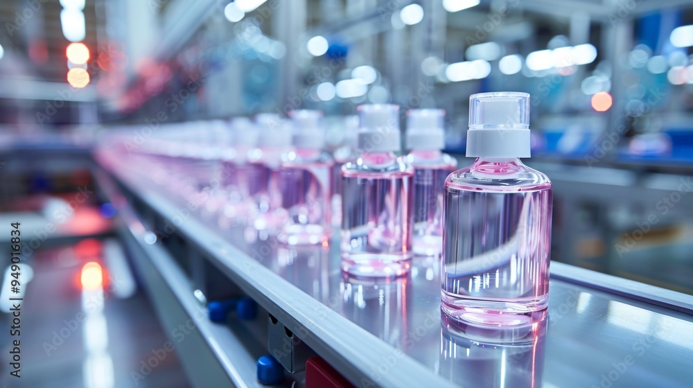 Cosmetic bottles in manufacturing factory Cosmetic bottles in manufacturing factory