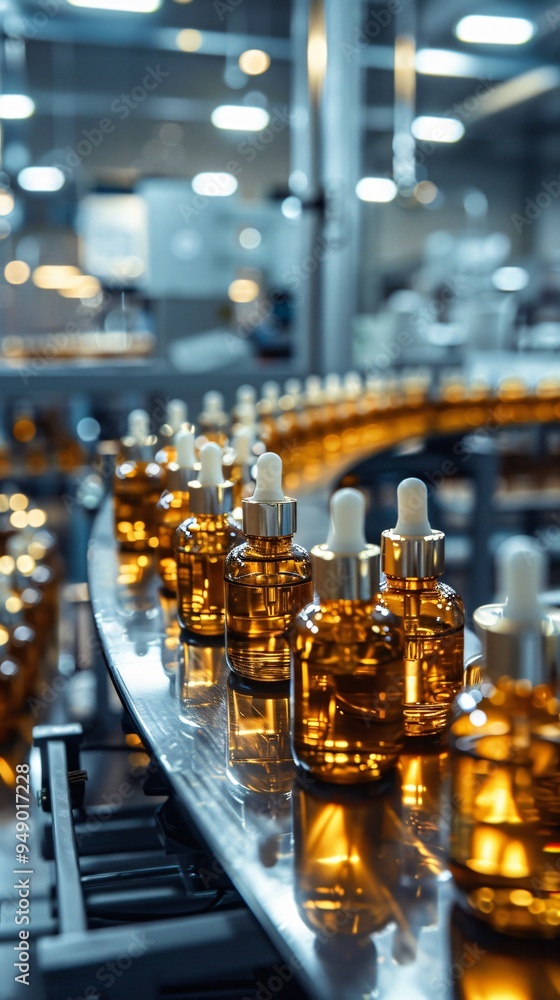 Cosmetic bottles in manufacturing factory Cosmetic bottles in manufacturing factory