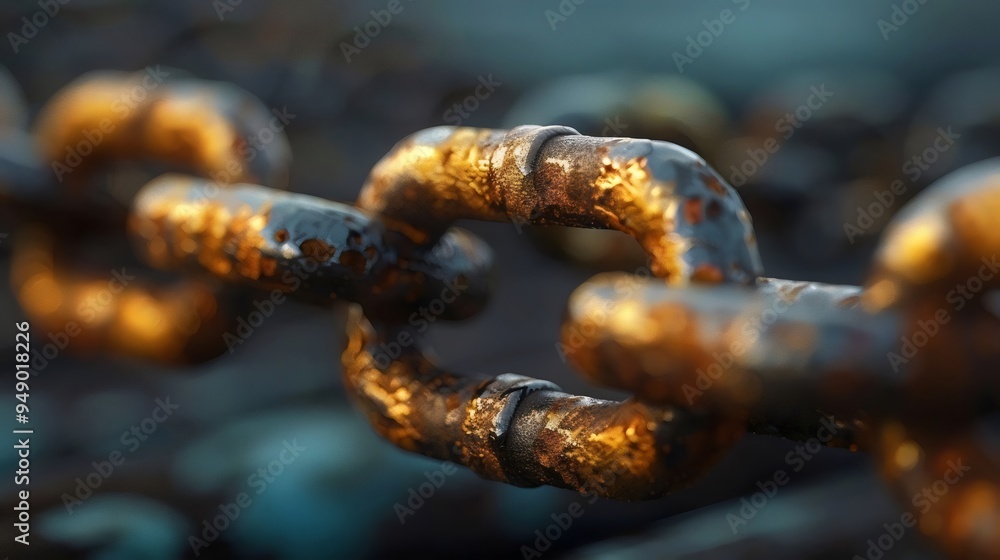 A chain link is shown in a close up A chain link is shown in a close up