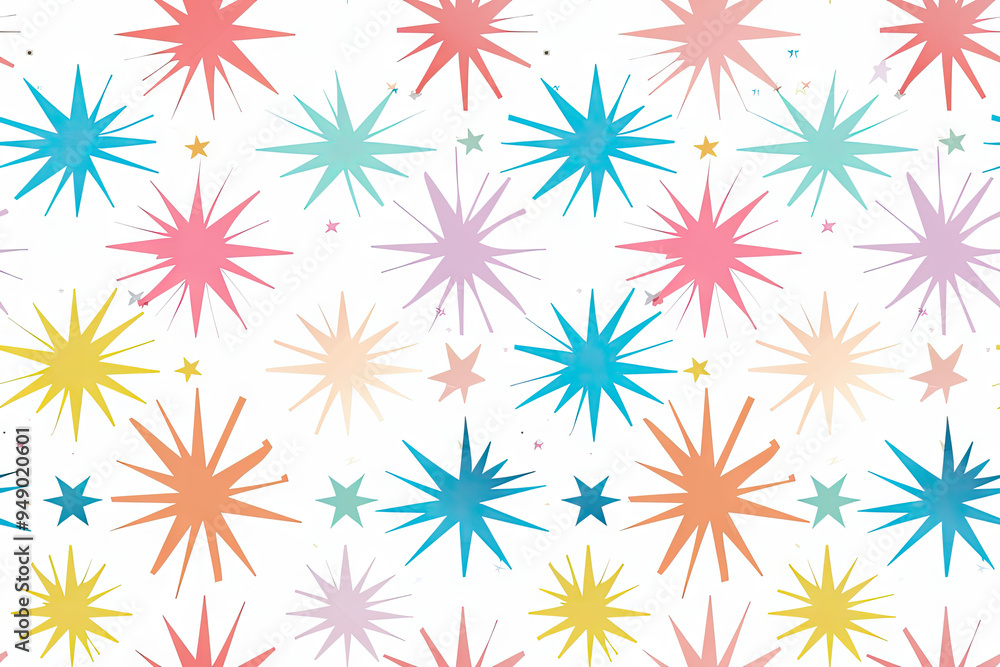 Pattern with colored stars on a white background Pattern with colored stars on a white background