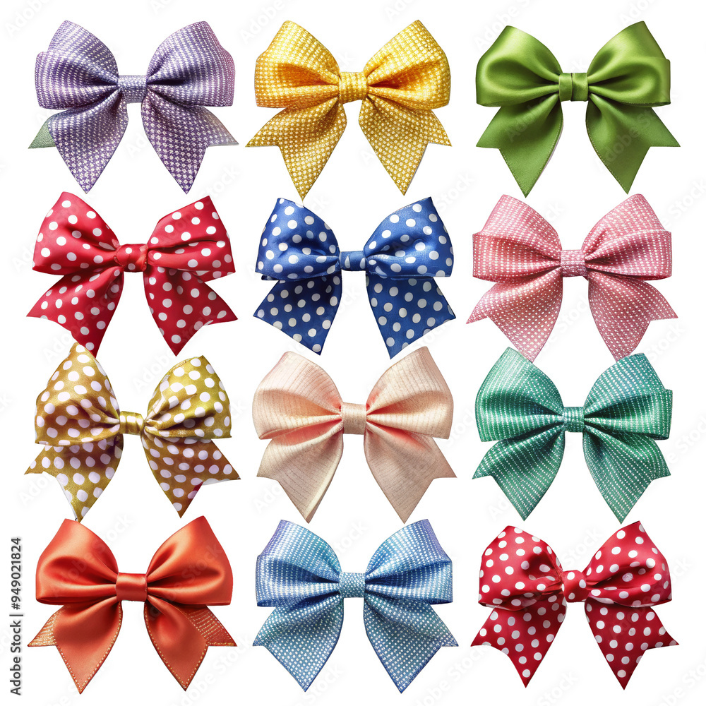 Set of ribbon bows, isolated on transparent png background Set of ribbon bows, isolated on transparent png background