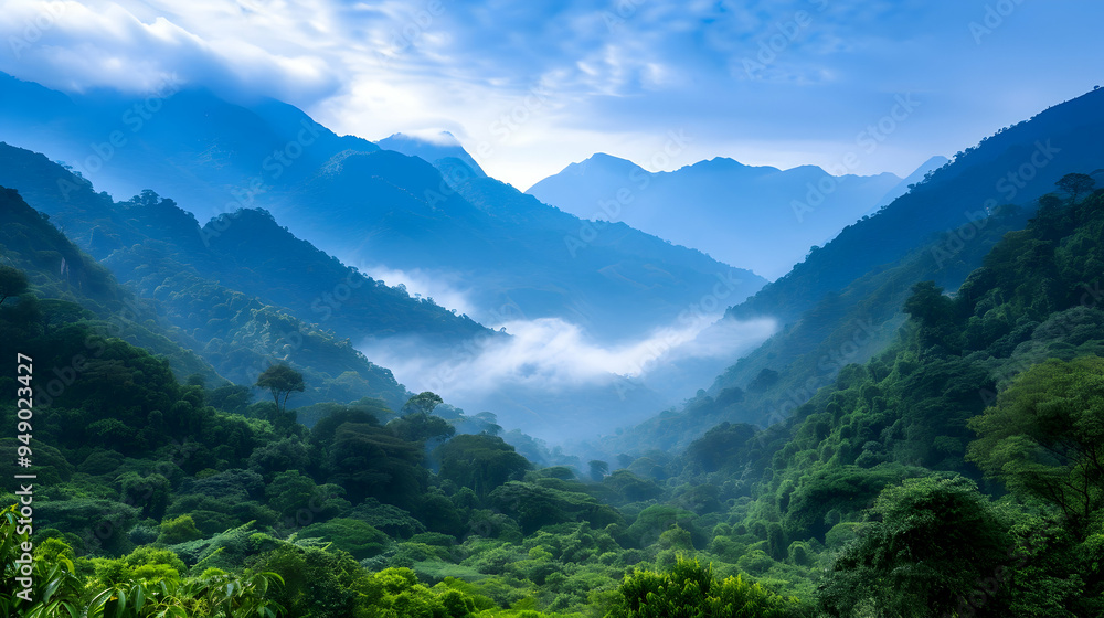Fototapeta premium View Mountain Range With Clouds The Sky