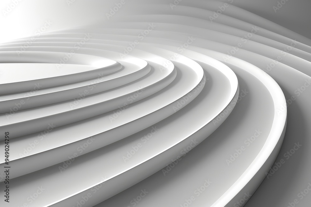 Abstract White Circular Platform with Steps Abstract White Circular Platform with Steps