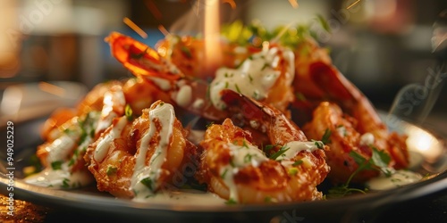 Crispy Shrimp with a Creamy Mayonnaise Drizzle