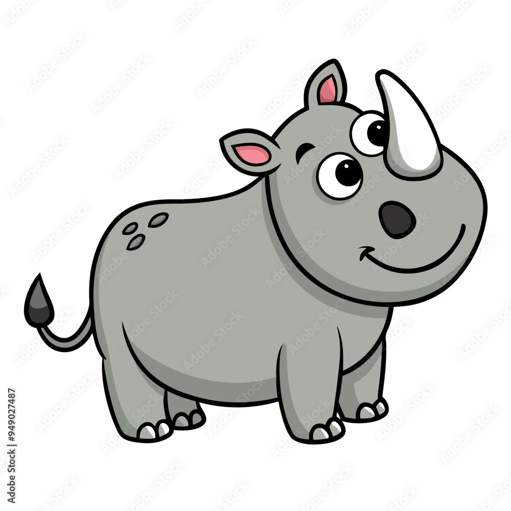 Hand drawn rhino character illustration, vector stock illustration Hand drawn rhino character illustration, vector stock illustration
