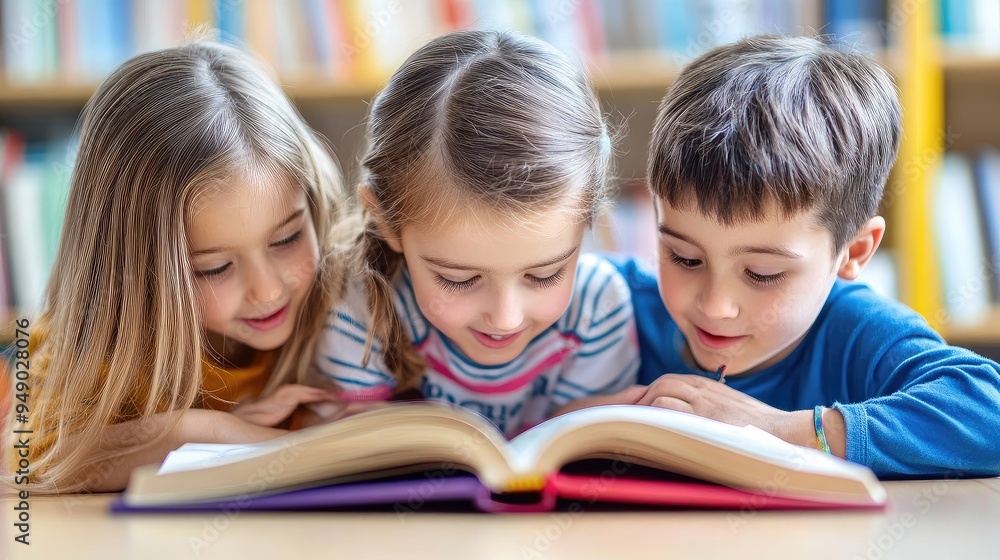 two children reading a book two children reading a book