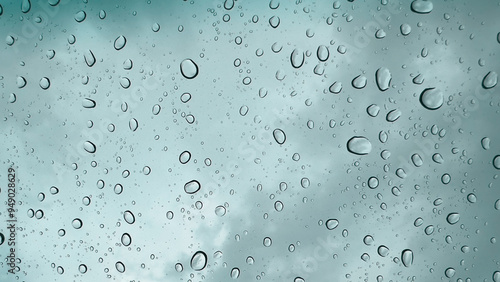 Rain water drops on glass photo