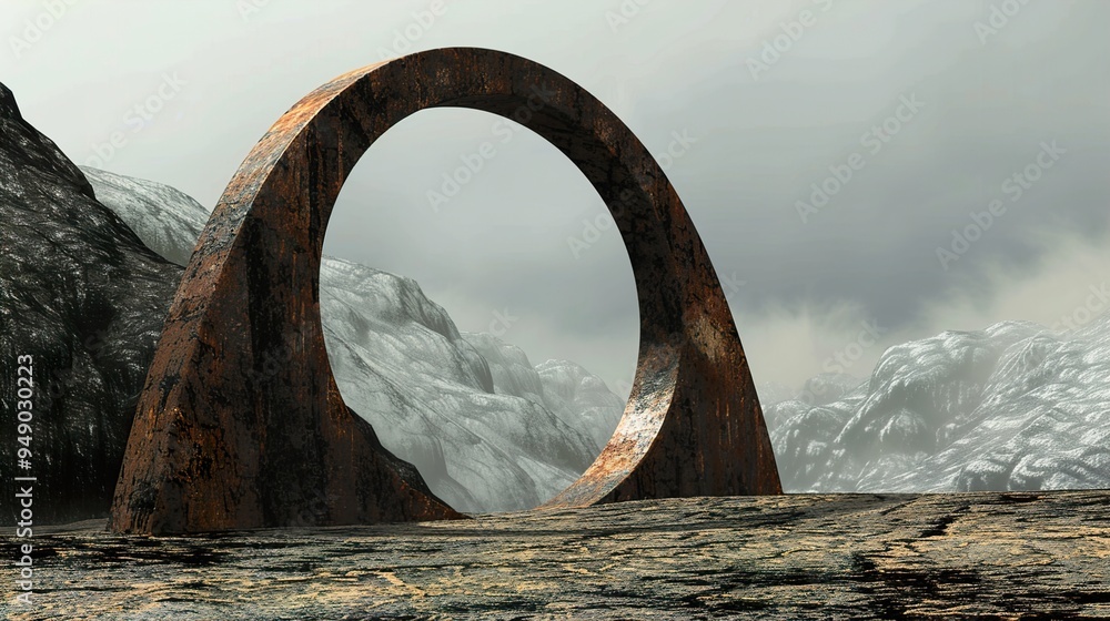 Fototapeta premium Rusty Archway in a Mountain Landscape