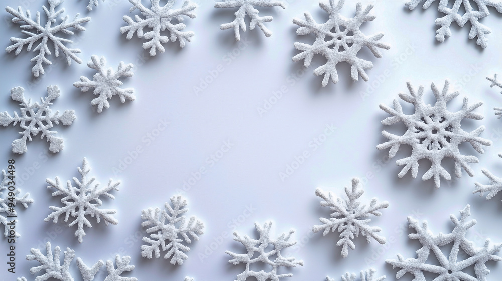 Snowflakes on a light background with space for insertion. Snowflakes on a light background with space for insertion.