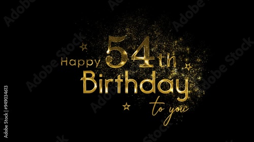 Golden logo congratulations happy 54th birthday, fifty four years, golden particles and alpha channel photo