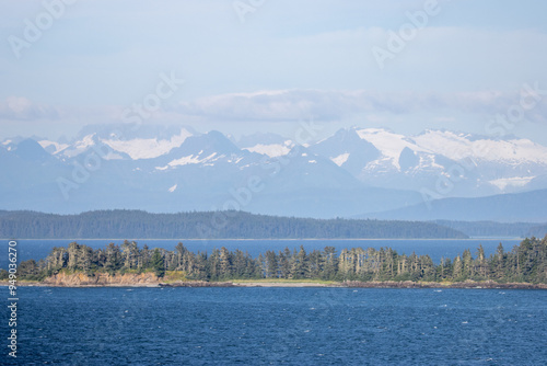 Alaska shoreline with mountains in the distance