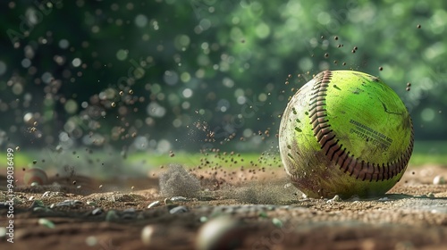 Softball Pitch: Close-Up on a Dirty Ball