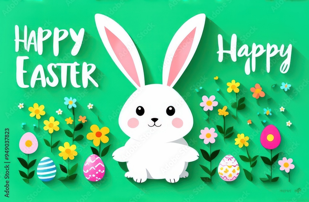 Easter bunnies on a postcard, space for text Easter bunnies on a postcard, space for text