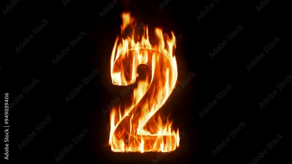 Flaming Letter Two Illuminated With Flames in a Dark Background Generative AI Flaming Letter Two Illuminated With Flames in a Dark Background Generative AI
