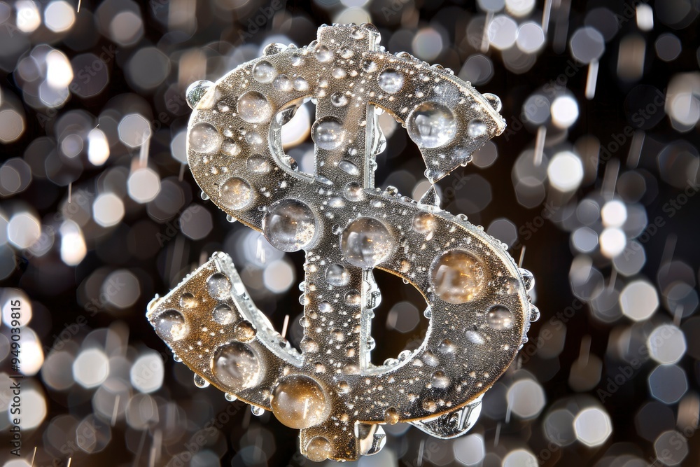 Dollar Sign Covered in Water Drops Dollar Sign Covered in Water Drops