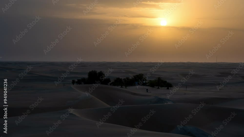 4K Time lapse of sunset sunrise with beautiful cloud color in the desert sand dune Oasis. 4K Time lapse of sunset sunrise with beautiful cloud color in the desert sand dune Oasis.