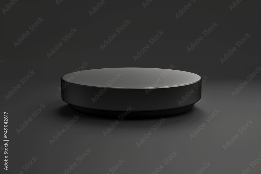 Black Circular Podium on Black Background Black Circular Podium on Black Background
