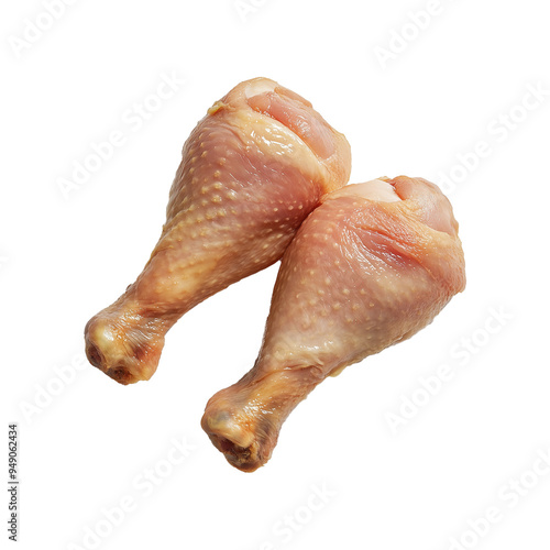 Two Raw Uncooked Chicken Legs Isolated on Transparent Background