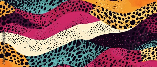 A colorful, multi-colored, spotted