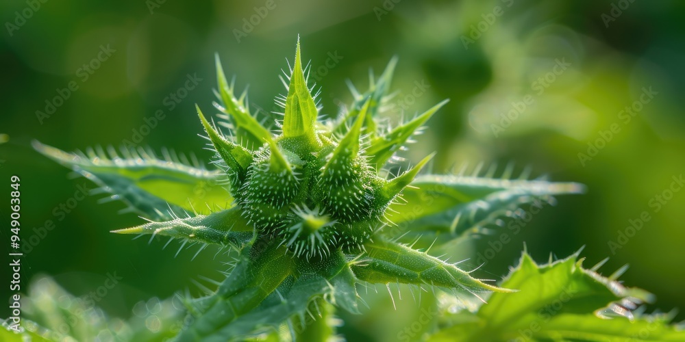 Spiky wild cucumber plant in a close up view
