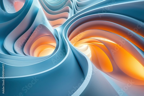 Abstract Swirling Blue and Orange Shapes