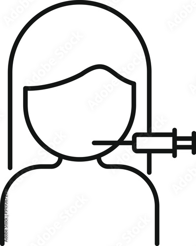 Doctor injecting patient with syringe icon thin line vector illustration