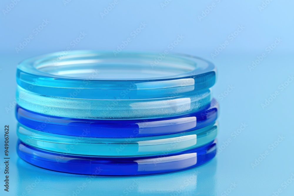 Stack of Blue Glass Coasters on a Blue Background Stack of Blue Glass Coasters on a Blue Background